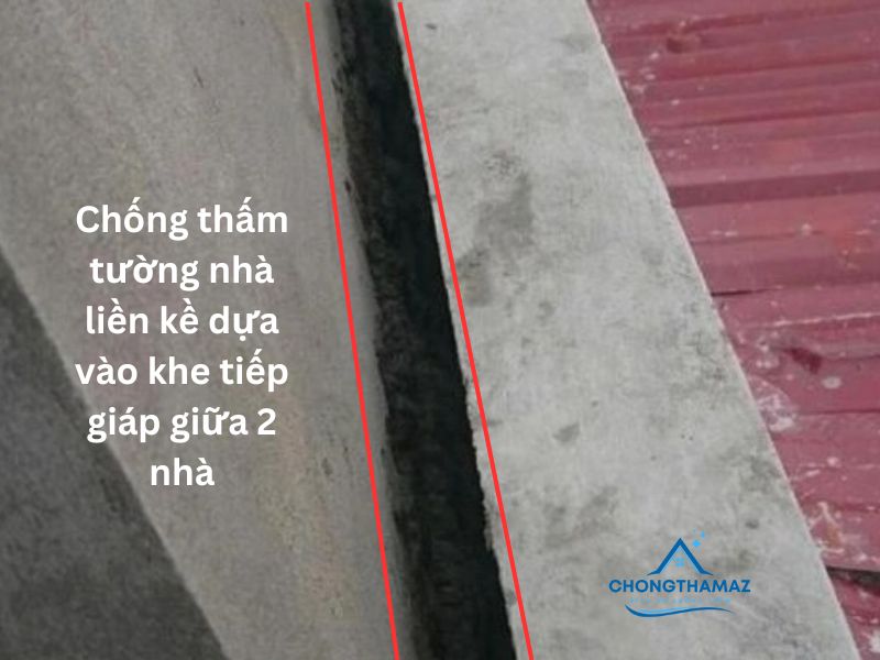 Chống thấm tường nhà liền kề dựa vào khe tiếp giáp